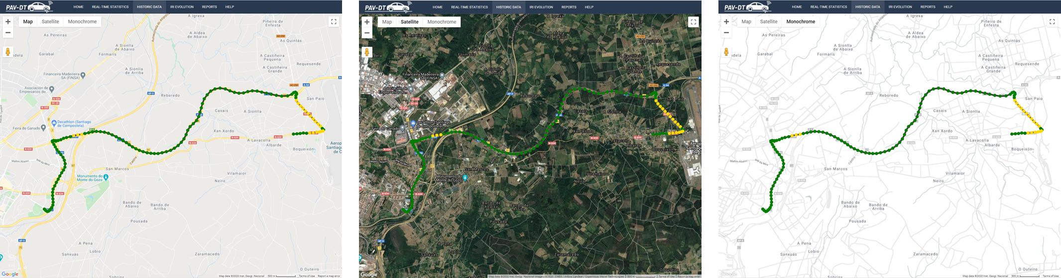 Figure 3: Basemaps image (left to right: topographic, satellite, contrast)